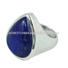 Lovely Lazuli Lapis Gemstone with 925 Sterling Silver Pear Design Band Ring for Gift